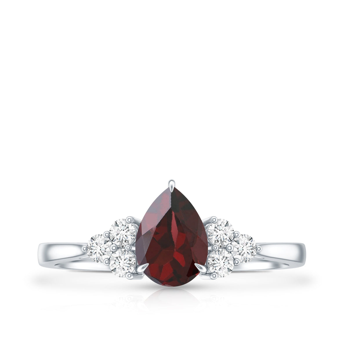 Natural 5X7mm Pear Shape Garnet Engagement Ring with Diamond