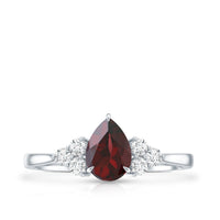 Natural 5X7mm Pear Shape Garnet Engagement Ring with Diamond