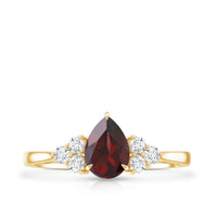 Natural 5X7mm Pear Shape Garnet Engagement Ring with Diamond
