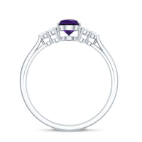 1 Carat Amethyst Engagement Ring with Diamond Trio