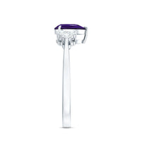 1 Carat Amethyst Engagement Ring with Diamond Trio