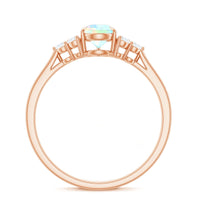 Certified Real Opalescent Pear Shaped Engagement Ring with Diamond Trio