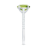 Natural 2 Carat Peridot Solitaire Engagement Ring with Diamond