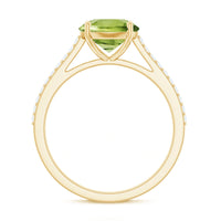 Natural 2 Carat Peridot Solitaire Engagement Ring with Diamond