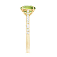 Natural 2 Carat Peridot Solitaire Engagement Ring with Diamond