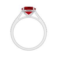 Certified Lab Ruby Solitaire Engagement Ring with Diamonds