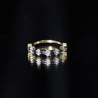 Real Blue Sapphire and Diamond Half Eternity Ring for Women
