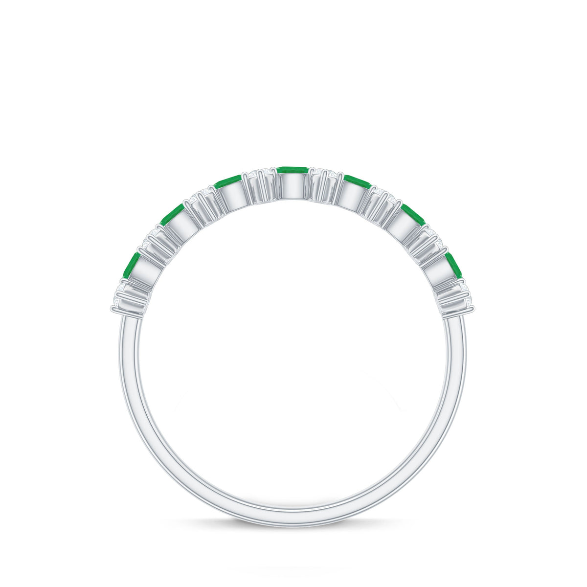 Genuine Emerald and Diamond Half Eternity Ring for Women