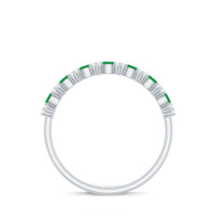 Genuine Emerald and Diamond Half Eternity Ring for Women