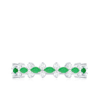 Genuine Emerald and Diamond Half Eternity Ring for Women