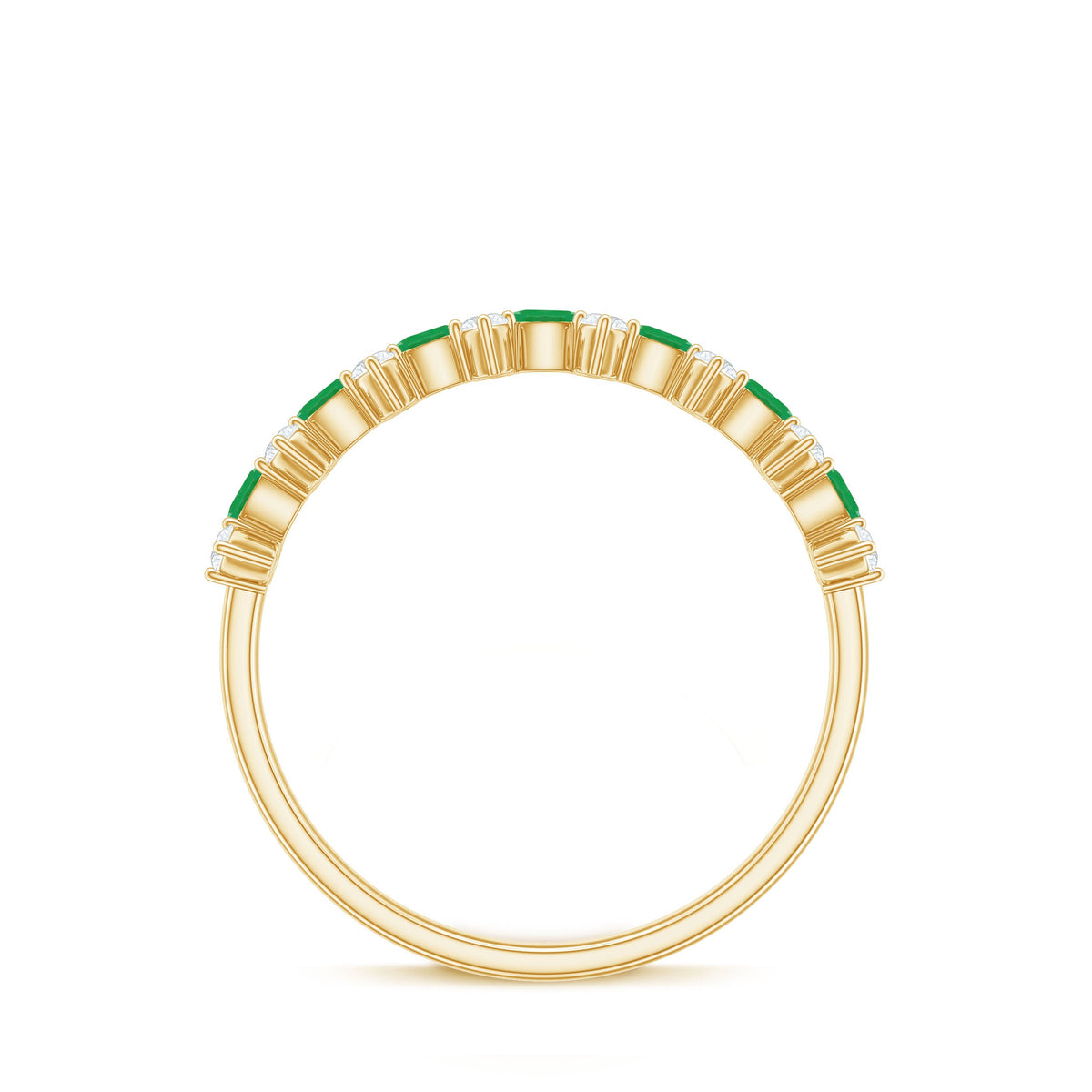 Genuine Emerald and Diamond Half Eternity Ring for Women
