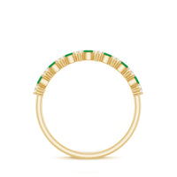 Genuine Emerald and Diamond Half Eternity Ring for Women