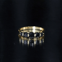 Trellis Set Black Onyx 5 Stone Ring in Graduated Style