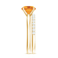 Natural Citrine Wedding Bridal Ring Set with Diamond