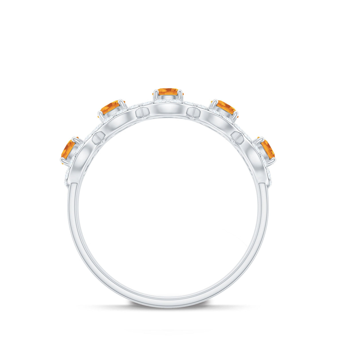 Certified Natural Citrine Diamond Half Eternity Band for Anniversary