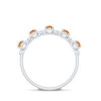 Certified Natural Citrine Diamond Half Eternity Band for Anniversary