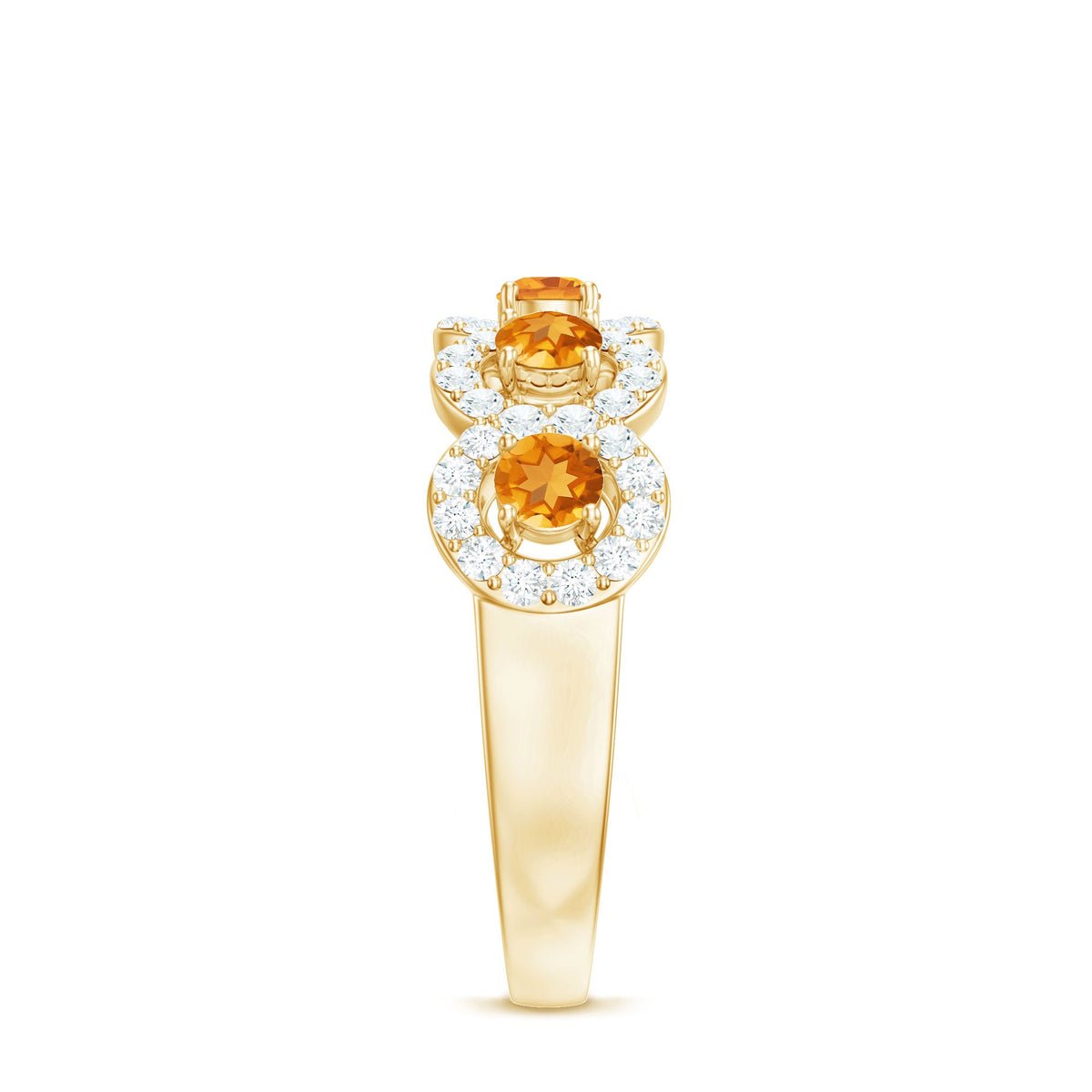 Certified Natural Citrine Diamond Half Eternity Band for Anniversary