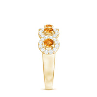 Certified Natural Citrine Diamond Half Eternity Band for Anniversary