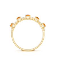 Certified Natural Citrine Diamond Half Eternity Band for Anniversary