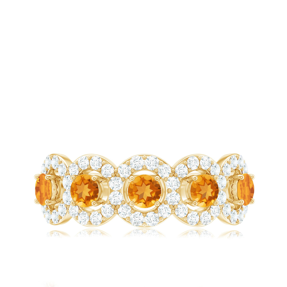 Certified Natural Citrine Diamond Half Eternity Band for Anniversary
