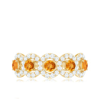 Certified Natural Citrine Diamond Half Eternity Band for Anniversary