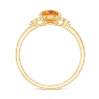 Natural 7mm Citrine Engagement Ring with Diamond Trio