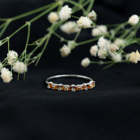 Genuine Marquise Citrine Half Eternity Ring with Diamond