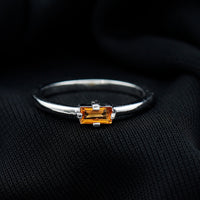 Natural Baguette Citrine Promise Ring in East West Style