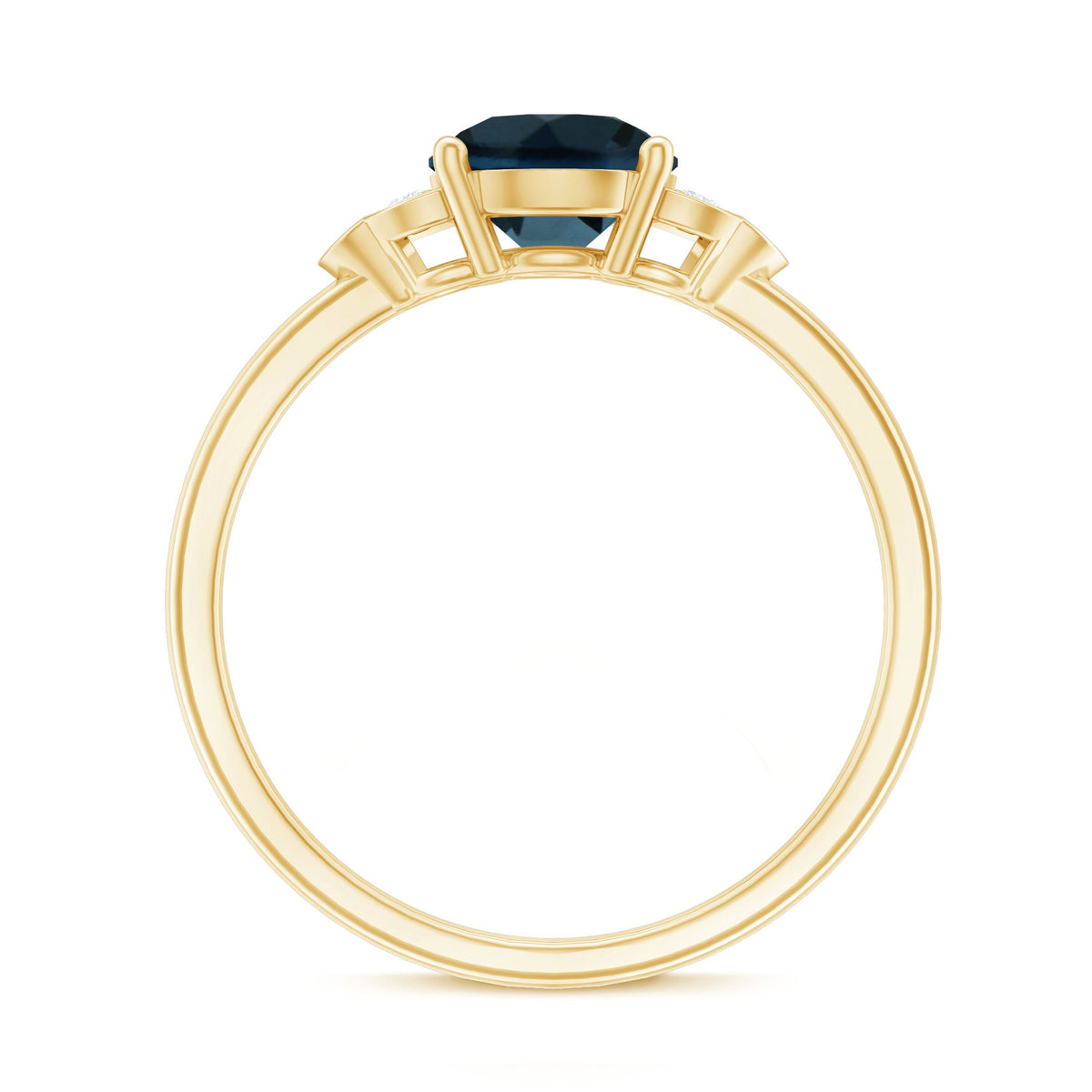 7 mm London Blue Topaz Solitaire Engagement Ring with Diamond Trio