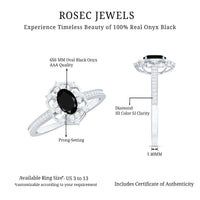 Certified 4X6mm Black Onyx Vintage Inspired Engagement Ring with Diamond