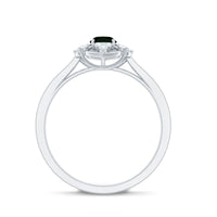 Certified 4X6mm Black Onyx Vintage Inspired Engagement Ring with Diamond