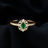 Certified Oval Lab Grown Emerald Diamond Retro Engagement Ring
