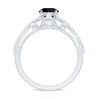 1.3 Carat Lab Grown Black and White Diamond Engagement Ring with Crossover Shank
