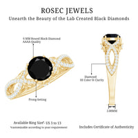 1.3 Carat Lab Grown Black and White Diamond Engagement Ring with Crossover Shank