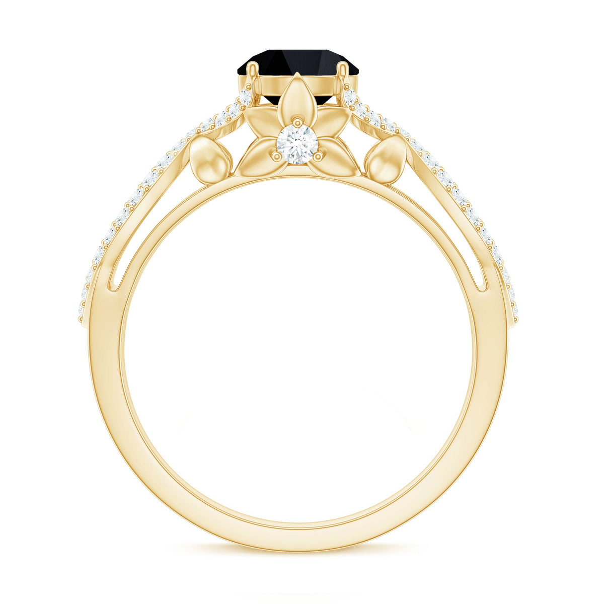 1.3 Carat Lab Grown Black and White Diamond Engagement Ring with Crossover Shank