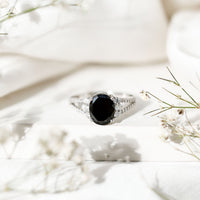 4.2 Carat Lab Grown Black Diamond Oval Engagement Ring with White Diamond Split Shank