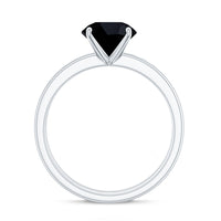 Natural 8mm Black Onyx Solitaire Engagement Rings with Diamond Enhancer