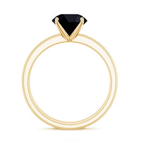 Natural 8mm Black Onyx Solitaire Engagement Rings with Diamond Enhancer