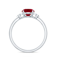 Real 0.6 Carat Ruby Promise Ring with Diamond Trio