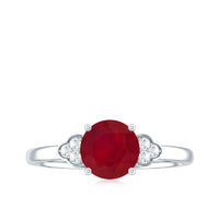 Real 0.6 Carat Ruby Promise Ring with Diamond Trio