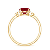 Real 0.6 Carat Ruby Promise Ring with Diamond Trio