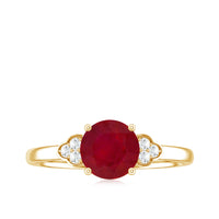 Real 0.6 Carat Ruby Promise Ring with Diamond Trio