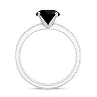 Natural Black Spinel Wedding Engagement Ring Set with Diamond
