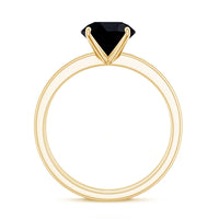 Natural Black Spinel Wedding Engagement Ring Set with Diamond