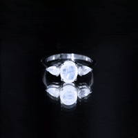 Natural Moonstone Three Stone Engagement Ring