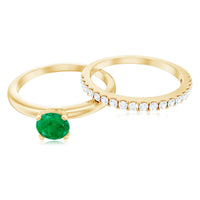 Certified Real Emerald Solitaire Engagement Ring with Diamond Enhancer