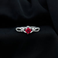 Classic Created Ruby and Diamond Crossover Engagement Ring with Diamond
