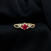 Classic Created Ruby and Diamond Crossover Engagement Ring with Diamond