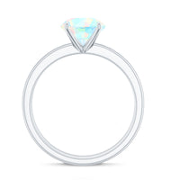 Natural Ethiopian Opal Diamond Solitaire Engagement Wedding Ring Set of 2