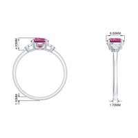 Round Pink Tourmaline Solitaire Engagement Ring with Diamond